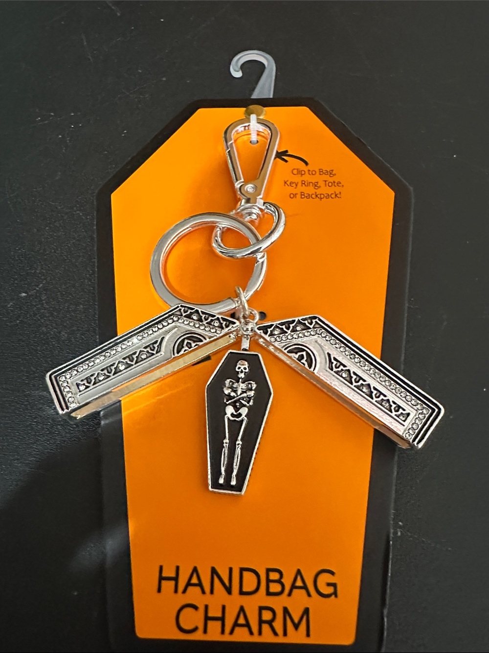 Halloween skeleton coffin handbag charm